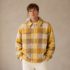 Custom Plaid Fleece Jacket OEM Yellow Check Zip-Up Sherpa