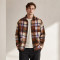 Custom Multi Plaid Fleece Jacket OEM Brown Sherpa Button-Up
