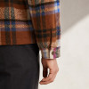 Custom Multi Plaid Fleece Jacket OEM Brown Sherpa Button-Up