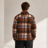 Custom Multi Plaid Fleece Jacket OEM Brown Sherpa Button-Up