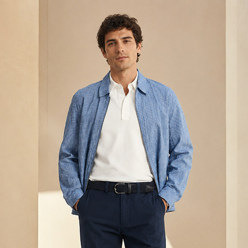 Custom Denim Shirt Jacket model display