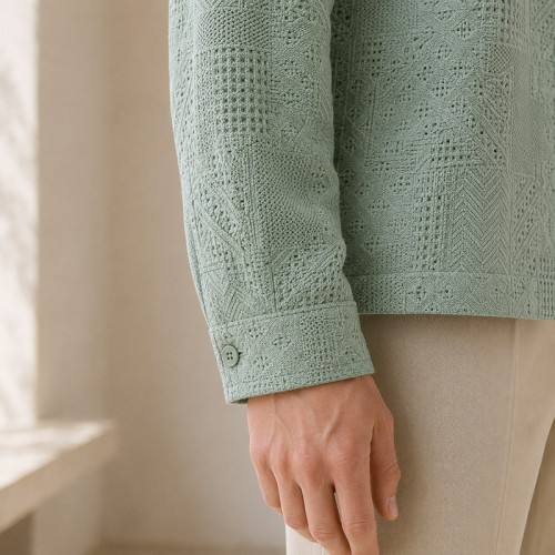 Custom Jacquard Work Jacket OEM Embroidered Button-Up Shirt