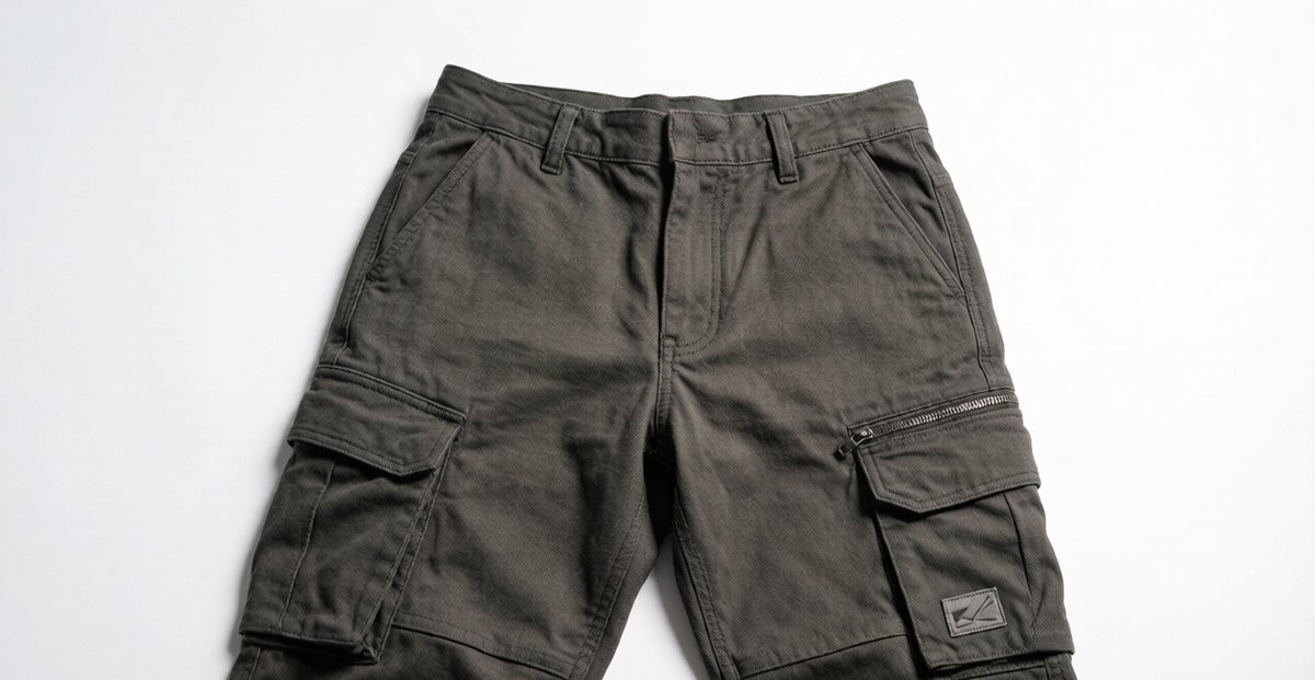 Premium custom cargo pants product shot - VANRD streetwear manufacturing