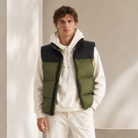Custom Puffer Vest OEM Colorblock Down Alternative Zip-Up