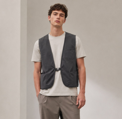 Custom Utility Vest OEM Dark Grey Buckle Closure Workwear
