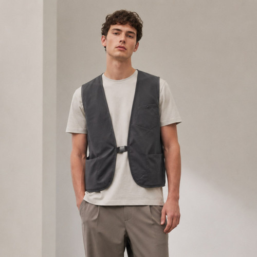 Custom Utility Vest OEM Dark Grey Buckle Closure Workwear