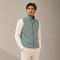 Custom Fleece Vest OEM Sage Green Waffle Knit Zip-Up