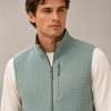 Custom Fleece Vest OEM Sage Green Waffle Knit Zip-Up