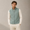 Custom Fleece Vest OEM Sage Green Waffle Knit Zip-Up