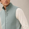 Custom Fleece Vest OEM Sage Green Waffle Knit Zip-Up