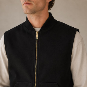 Custom Black Vest OEM Stand Collar Zip-Up Minimalist