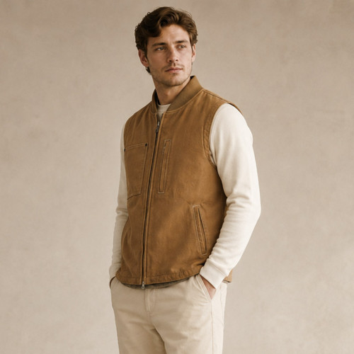 Custom Canvas Work Vest OEM Heavy Duty Zip-Up Utility