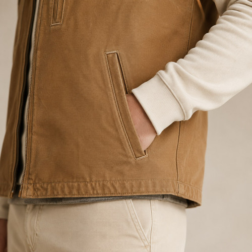 Custom Canvas Work Vest OEM Heavy Duty Zip-Up Utility