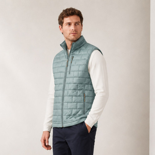 Custom Quilted Vest OEM Sage Green Lightweight Puffer