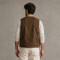 Custom Safari Vest OEM Olive Brown Button-Front Cargo