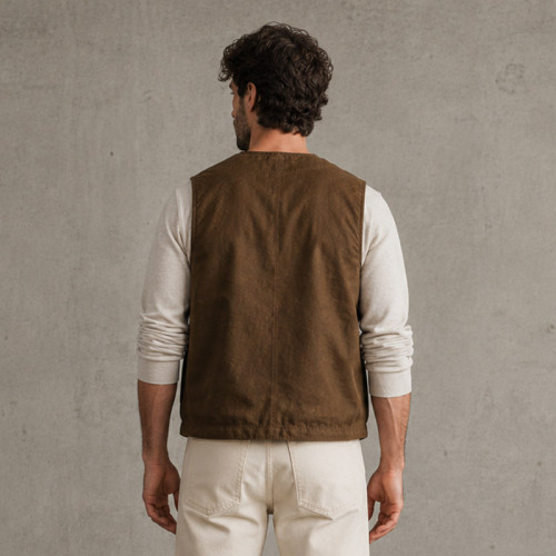 Custom Safari Vest OEM Olive Brown Button-Front Cargo