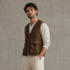 Custom Safari Vest OEM Olive Brown Button-Front Cargo