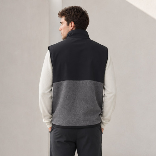 Custom Softshell Vest OEM Black Grey Colorblock Zip
