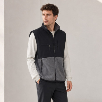 Custom Softshell Vest OEM Black Grey Colorblock Zip