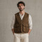 Custom Safari Vest OEM Olive Brown Button-Front Cargo