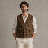 Custom Safari Vest OEM Olive Brown Button-Front Cargo