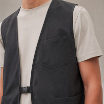 Custom Utility Vest OEM Dark Grey Buckle Closure Workwear