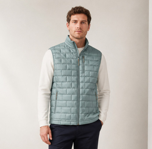 Custom Quilted Vest OEM Sage Green Lightweight Puffer