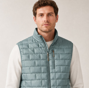 Custom Quilted Vest OEM Sage Green Lightweight Puffer