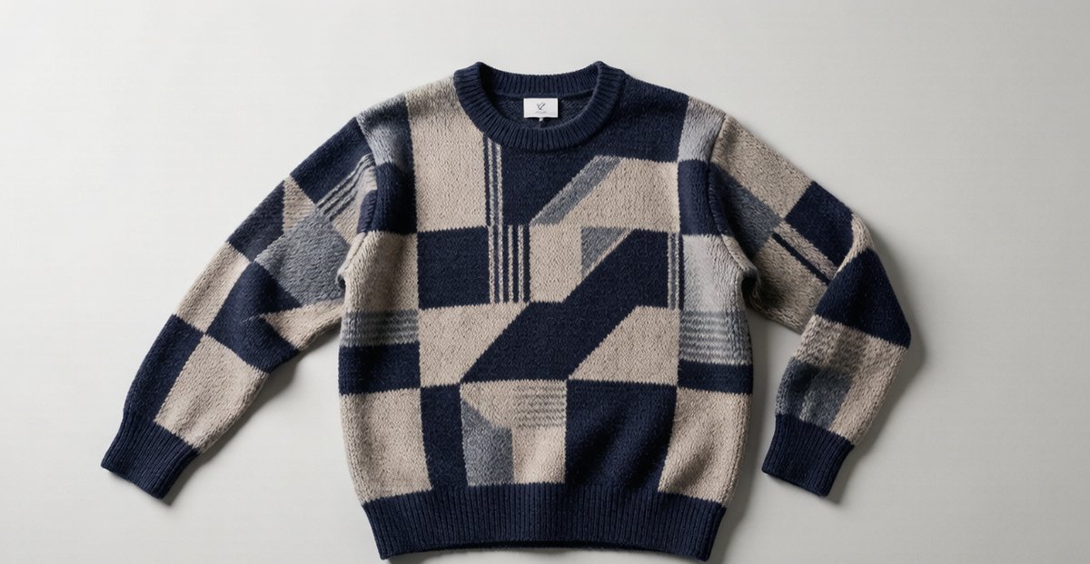 Premium custom knitwear sweater with jacquard pattern - VANRD manufacturing