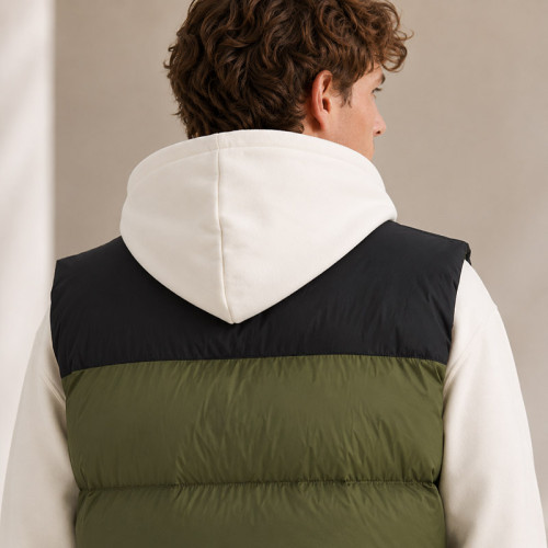 Custom Puffer Vest OEM Colorblock Down Alternative Zip-Up