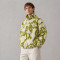 Custom Sherpa Jacket OEM Green Abstract Pattern Zip-Up