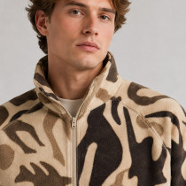 Custom Sherpa Jacket OEM Beige Brown Camo Abstract Zip-Up