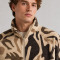 Custom Sherpa Jacket OEM Beige Brown Camo Abstract Zip-Up