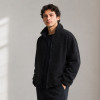 Custom Sherpa Jacket OEM Solid Black Zip-Up Minimalist