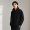 Custom Sherpa Jacket OEM Solid Black Zip-Up Minimalist