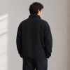 Custom Sherpa Jacket OEM Solid Black Zip-Up Minimalist