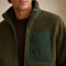 Custom Sherpa Jacket OEM Olive Green Nylon Pocket Zip-Up