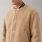 Custom Sherpa Jacket OEM Beige Varsity Snap Button Collar