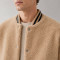 Custom Sherpa Jacket OEM Beige Varsity Snap Button Collar