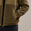 Custom Sherpa Jacket OEM Olive Hooded Quilted Nylon Panel
