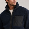 Custom Sherpa Jacket OEM Navy Blue Black Contrast Pocket Zip