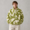 Custom Sherpa Jacket OEM Green Abstract Pattern Zip-Up