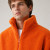 Custom Sherpa Jacket OEM Solid Orange Zip-Up Stand Collar