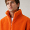 Custom Sherpa Jacket OEM Solid Orange Zip-Up Stand Collar
