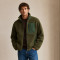 Custom Sherpa Jacket OEM Olive Green Nylon Pocket Zip-Up