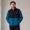 Custom Fleece Jacket OEM Blue Black Colorblock Zip-Up