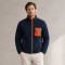 Custom Sherpa Jacket OEM Navy Blue Orange Contrast Pocket Zip