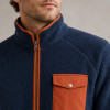 Custom Sherpa Jacket OEM Navy Blue Orange Contrast Pocket Zip
