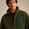 Custom Sherpa Jacket OEM Olive Green Nylon Pocket Zip-Up