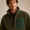 Custom Sherpa Jacket OEM Olive Green Nylon Pocket Zip-Up